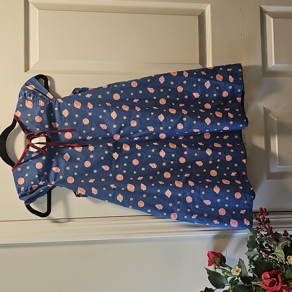 Toddler Girl's Blue Dress w/Bows, Space Theme, Cotton Blend, 1 Yr Old - Picture 2 of 13